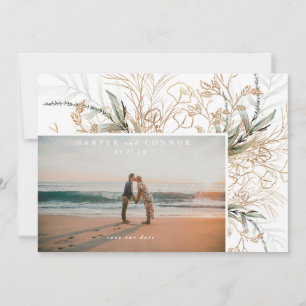 Modern White Elegant Boho Sage Eucalyptus Foto Save The Date