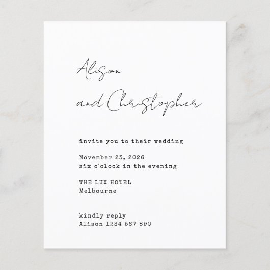 Modern White Elegant Script Wedding Invitation (Voorkant)