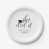 Modern White Elegant Ze deed het Afstuderen Papieren Bordje (Voorkant)