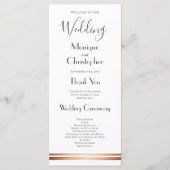 Modern White en Copper Wedding Programme Programma (Voorkant)