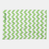 Modern White en Green Chevron Pattern Theedoek (Horizontaal)