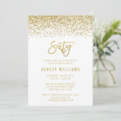 Modern White Faux Gold Glitter 60th Birthday Kaart (Staand voorkant)