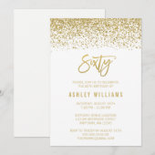 Modern White Faux Gold Glitter 60th Birthday Kaart (Voorkant / Achterkant)