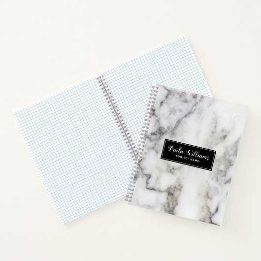 Modern White Faux Marble Notitieboek (Binnen)