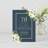 Modern White Floral Elegant Greenery 70th Birthday Kaart (Staand voorkant)