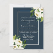 Modern White Floral Elegant Greenery Wedding Kaart (Voorkant)