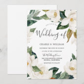 Modern White Floral Leaf Wreath Greenery Wedding Kaart (Voorkant / Achterkant)