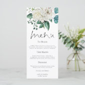 Modern White Florals Eucalyptus Wedding Menu (Staand voorkant)