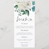 Modern White Florals Eucalyptus Wedding Menu (Voorkant)