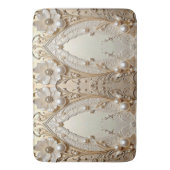 Modern White Flowers Pearls Bath Mat (Voorkant Verticaal)