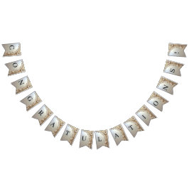 Modern White Flowers Pearls Bunting Flag Vlaggetjes