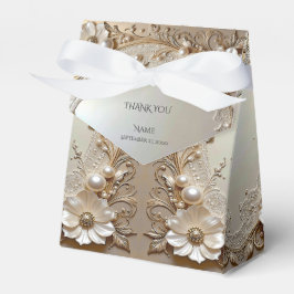 Modern White Flowers Pearls Favor Box Bedankdoosjes
