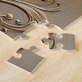 Modern White Flowers Pearls Jigsaw Puzzle (Côté)