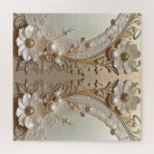 Modern White Flowers Pearls Jigsaw Puzzle (Horizontal)