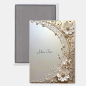 Modern White Flowers Pearls Magnet (Recto/Verso)