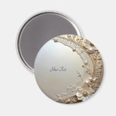 Modern White Flowers Pearls Magnet (Recto/Verso)