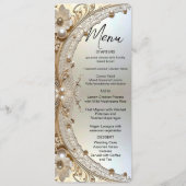 Modern White Flowers Pearls Menu (Devant)