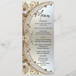Modern White Flowers Pearls Menu