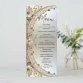 Modern White Flowers Pearls Menu (Staand voorkant)