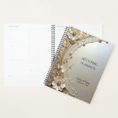 Modern White Flowers Pearls Planner (Devant avec enveloppe)