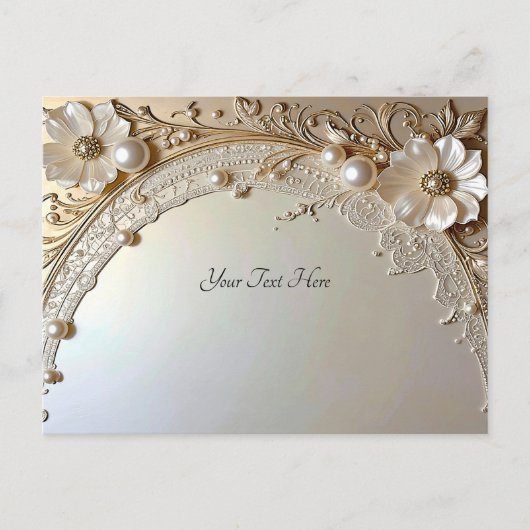 Modern White Flowers Pearls Postcard Briefkaart (Voorkant)