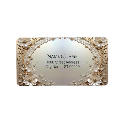 Modern White Flowers Pearls Return Address Label (Voorkant)