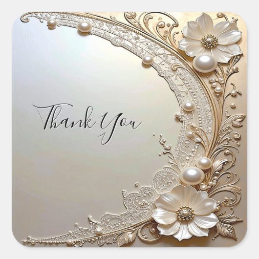 Modern White Flowers Pearls Sticker (Devant)