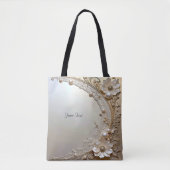 Modern White Flowers Pearls Tote Bag (Devant)