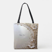 Modern White Flowers Pearls Tote Bag (Dos)