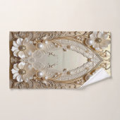 Modern White Flowers Pearls Towel Set Bad Handdoek (Handdoek)