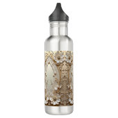 Modern White Flowers Pearls Water Bottle Waterfles (Links)