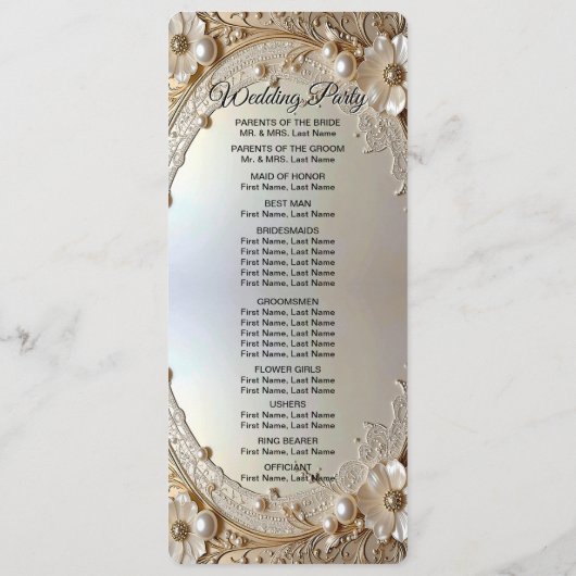 Modern White Flowers Pearls Wedding Program Programma (Achterkant)