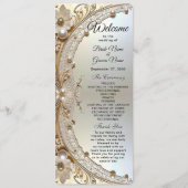 Modern White Flowers Pearls Wedding Program Programma (Voorkant)