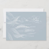 Modern White Foliage op Dusty Blue (Voorkant)