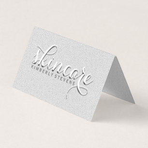 Modern White Glitter Visitekaartjes