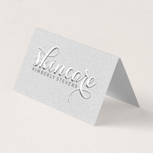 Modern White Glitter Visitekaartjes (Voorkant)
