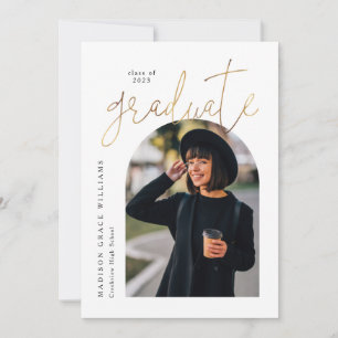 Modern White Gold Arch Afstuderen Kaart