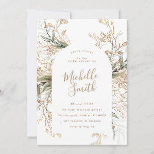 Modern White Gold Boho Eucalyptus Vrijgezellenfees Kaart