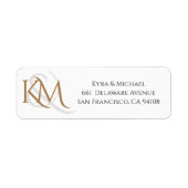Modern White Gold Elegant Monogram Weddenschap Adr Etiket (Voorkant)