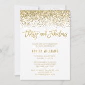 Modern White Gold Glitter 30 Fabulous Birthday Kaart (Voorkant)