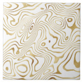 Modern White Gold Marble Abstract Tegeltje (Voorkant)