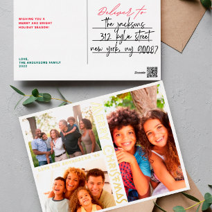 MODERN WHITE Gold MERRY CHRISTMAS MULTI Photo Folie Feestdagen Briefkaart