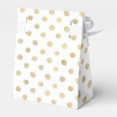 Modern White & Gold Polka Dots Wedding Bedankdoosjes (Achterkant)