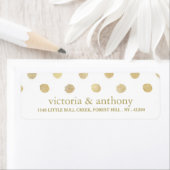 Modern White & Gold Polka Dots Wedding Etiket (Insitu)