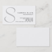 Modern White Grey Monogram Visitekaartje (Voorkant / Achterkant)