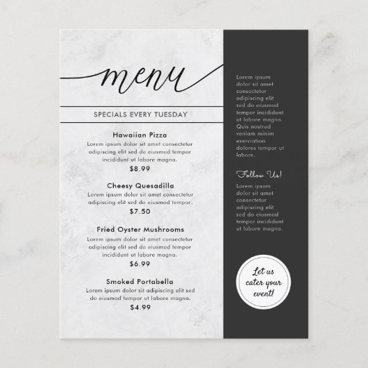 Modern White Grey Restaurant Menu Flyer (Voorkant)
