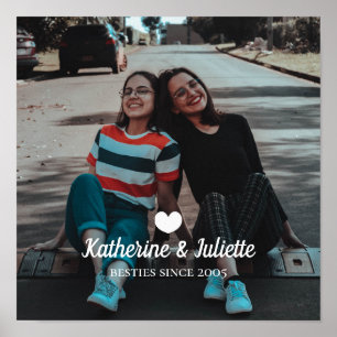 Modern White Heart Best Friend Friendship Foto Poster