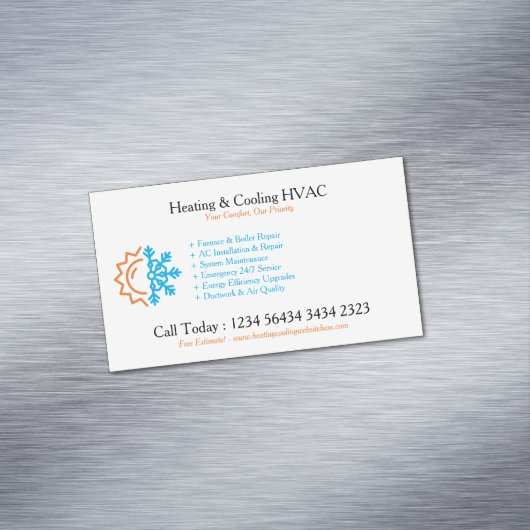 Modern White Heating & Cooling Magnetisch Visitekaartje (Voorbeeld)