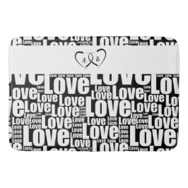 Modern White Love Typography & Entwined Hearts Badmat