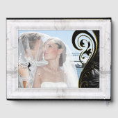 Modern White - Marble Black Abstract Gastenboek (Achterkant)